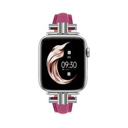 Juntan Leder Slim Band Kompatibel für Apple Watch 38mm 40mm 41mm, Echtes Lila Leder I-Shape Strap Ersatz Armband mit Edelstahl Schnalle für iWatch Frauen Bands Serie 8 7 6 5 4 3 2 1 SE von Juntan