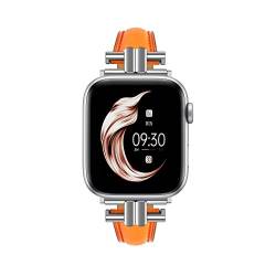 Juntan Leder Slim Band Kompatibel für Apple Watch 38mm 40mm 41mm, Echtes Orange Leder I-Shape Strap Ersatz Armband mit Edelstahl Schnalle für iWatch Frauen Bands Serie 8 7 6 5 4 3 2 1 SE von Juntan