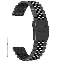 Juntan Schnelle Veröffentlichung Ersatz schwarz Armband für Männer Frauen 22mm 3D Uhrenarmband Konisches Einschrauben Edelstahl Ersatzarmband von Juntan