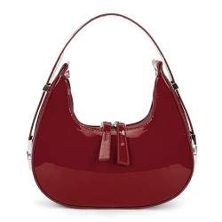 Kleine Umhängetasche Rote Geldbörse für Frauen Herbst Mode Tasche Y2K Halbmond Geldbörse Dunkelrote Clutch Bag Trendy Hobo Handtasche, A01-Rot von Juoxeepy