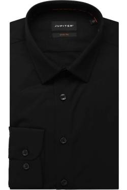 Jupiter Slim Fit Hemd schwarz, Einfarbig von Jupiter