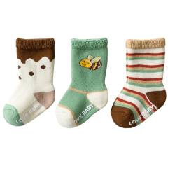 Baby Stoppersocken Anti Rutsch Dicke Winter Warme Baumwolle Socken für Kinder Kleinkind Mädchen Jungen 6-12 Monate, 3 Paar von Jupsk