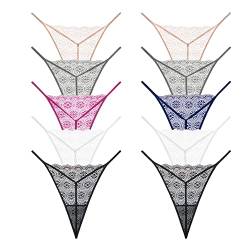 JurHevty Damen Unterwäsche Baumwolle String Tanga Sexy Set Frauen Spitze Unterhosen Mehrpack Thong 10er Pack (S-XL) von JurHevty