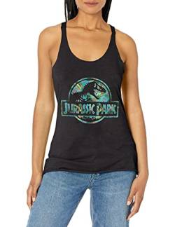 Jurassic Park Damen Floral Logo Racerback Tank Top Hemd, Schwarz meliert, Klein von Jurassic Park