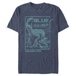 Jurassic Park Herren Raptor Blue Print T-Shirt, Marineblau Heather, 3XL von Jurassic Park