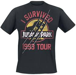 Jurassic Park I Survived 1993 Tour Männer T-Shirt schwarz M 100% Baumwolle Fan-Merch, Filme von Jurassic Park