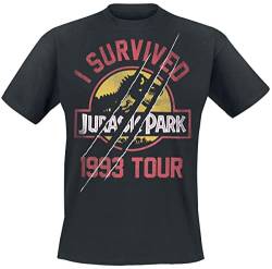 Jurassic Park I Survived 1993 Tour Männer T-Shirt schwarz S 100% Baumwolle Fan-Merch, Filme von Jurassic Park