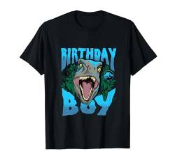Jurassic World Birthday Boy Roaring Velociraptor Blue Logo T-Shirt von Jurassic World