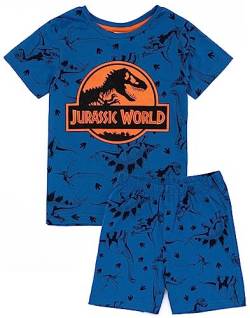 Jurassic World Blaues Pyjama-Set für Jungen | Kurzärmliges T-Shirt und Shorts für Kinder | Schlafanzug | Film-Dinosaurier-Design | Offizielles Merchandise von Jurassic World