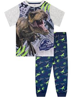 Jurassic World Jungen Dinosaurier Pyjamas Kinder T-Rex Pyjama Set Kurzarm Mehrfarbig 122 von Jurassic World