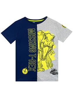 Jurassic World Jungen Dinosaurier T-Rex T-Shirt kurzärmelige Oberteil für Kinder Blau 134 von Jurassic World