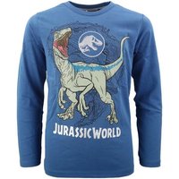 Jurassic World Langarmshirt Jurassic World Velociraptor oder T-Rex Jungen Kinder Shirt Gr. 104 bis 128, 100% Baumwolle, Blau oder Beige von Jurassic World