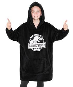 Jurassic World Übergroße Decke Hoodie Kinder Jungen und Mädchen Teenager (Schwarz) von Jurassic World