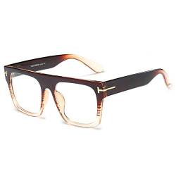 Jurchio Unisex Klassische Brille für Herren und Damen | Platz Brillengestell im Vintage-Look | Ohne Stärke Klarglas Gläser Glasses mit Brillenetui (Braun) von Jurchio