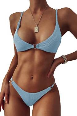 Jusfoouo Damen Bikini Set Klassischer Zweiteiliger Badeanzug Sexy Badeanzug mit verstellbaren Trägern von Jusfoouo