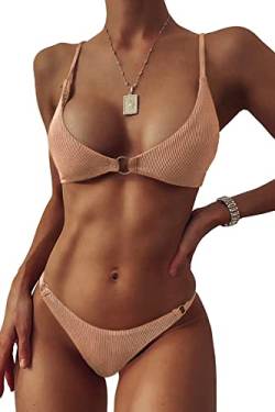 Jusfoouo Damen Bikini Set Klassischer Zweiteiliger Badeanzug Sexy Badeanzug mit verstellbaren Trägern von Jusfoouo