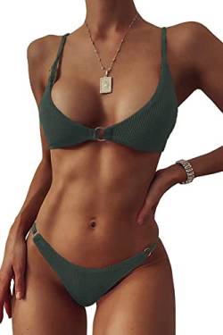 Jusfoouo Damen Bikini Set Klassischer Zweiteiliger Badeanzug Sexy Badeanzug mit verstellbaren Trägern von Jusfoouo