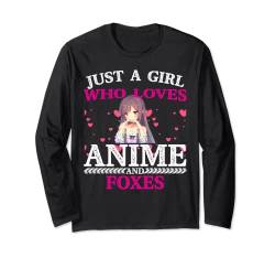 Nur ein Mädchen, das Anime und Füchse liebt Fox Otaku Langarmshirt von Just A Girl Who Loves Anime Quotes Tees & Co.