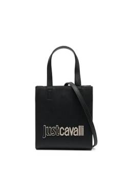 Just Cavalli Black Metal Lettering Bag, Mini-Tote Handtasche, Umhängetasche, Schwarz von Just Cavalli