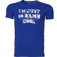 Just cavalli Herren T-Shirt blau Baumwolle unifarben von Just Cavalli