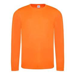 Just Cool Herren T-Shirt Langarm Cool Performance (S) (Elektrik Orange) von Just Cool