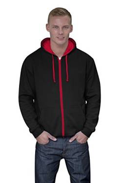 JH053 Varsity Zoodie Sweatjacke Sweatshirt Jacke L,Jet Black-Fire Red von Just Hoods