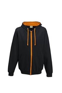 JH053 Varsity Zoodie Sweatjacke Sweatshirt Jacke XXL,Jet Black-Orange Crush von Just Hoods