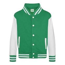 Just Hoods - Kinder College Jacke/Kelly Green/White, 3/4 (XS) von Just Hoods