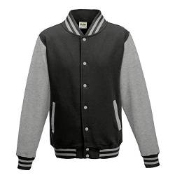 Just Hoods - Unisex College Jacke 'Varsity Jacket' / Charcoal/Heather Grey, L von Just Hoods