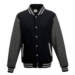 Just Hoods - Unisex College Jacke 'Varsity Jacket' / Jet Black/Charcoal, L von Just Hoods