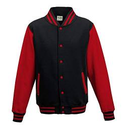 Just Hoods - Unisex College Jacke 'Varsity Jacket' BITTE DIE JH043 BESTELLEN! Gr. - L - Jet Black/Fire Red von Just Hoods
