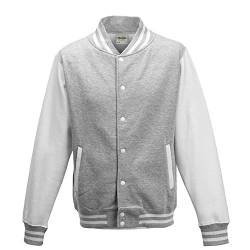 Just Hoods - Unisex College Jacke 'Varsity Jacket' BITTE DIE JH043 BESTELLEN! Gr. - M - Heather Grey/White von Just Hoods