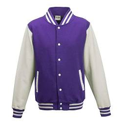 Just Hoods - Unisex College Jacke 'Varsity Jacket' BITTE DIE JH043 BESTELLEN! Gr. - M - Purple/White von Just Hoods