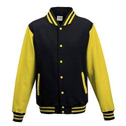 Just Hoods - Unisex College Jacke 'Varsity Jacket' BITTE DIE JH043 BESTELLEN! Gr. - XS - Jet Black/Sun Yellow von Just Hoods