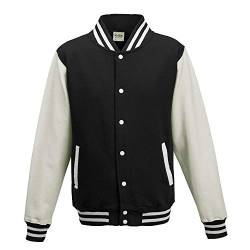 Just Hoods - Unisex College Jacke 'Varsity Jacket' BITTE DIE JH043 BESTELLEN! Gr. - XS - Jet Black/White von Just Hoods