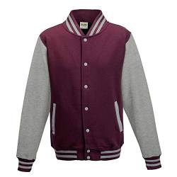 Just Hoods - Unisex College Jacke 'Varsity Jacket' Gr. - 3XL - Burgundy/Heather Grey von Just Hoods