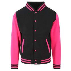 Just Hoods - Unisex College Jacke 'Varsity Jacket' Gr. - L - Jet Black/Hot Pink von Just Hoods