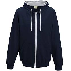 Just Hoods - Unisex Kapuzen-Sweatjacke/New French Navy/Heather Grey, M von Just Hoods