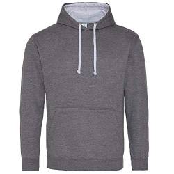 Just Hoods - Unisex Varsity Hoodie/Charcoal/Heather Grey, XL von Just Hoods