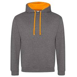 Just Hoods - Unisex Varsity Hoodie/Charcoal/Orange, L von Just Hoods