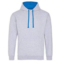 Just Hoods - Unisex Varsity Hoodie/Heather Grey/Sapphire Blue, L von Just Hoods