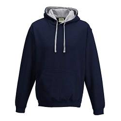 Just Hoods - Unisex Varsity Hoodie/New French Navy/Heather Grey, XS von Just Hoods