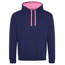 Just Hoods - Unisex Varsity Hoodie/Oxford Navy/Candyfloss Pink, M von Just Hoods