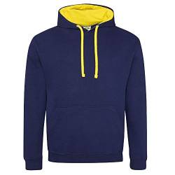 Just Hoods - Unisex Varsity Hoodie/Oxford Navy/Sun Yellow, S von Just Hoods