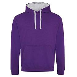 Just Hoods - Unisex Varsity Hoodie/Purple/Heather Grey, XXL von Just Hoods