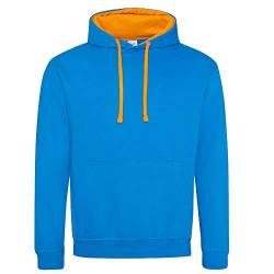 Just Hoods - Unisex Varsity Hoodie/Saphire Blue/Orange Crush, XXL von Just Hoods