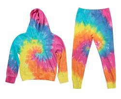 Just Love Batik-Kapuzen-Sweatshirt und Jogginghose für Mädchen, Batikfarbe Bright Swirl, 10-12 Jahre von Just Love