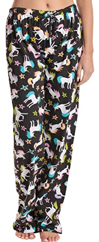 Just Love Damen Pyjamahose Nachtwäsche, Schwarz – Einhorn-Sterne, X-Large von Just Love