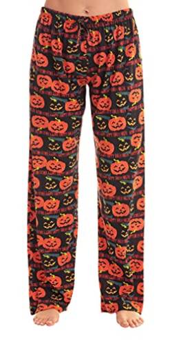 Just Love Damen Pyjamahose Nachtwäsche, Schwarz - Halloween-Kürbisse, 2X von Just Love