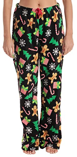 Just Love Damen-Pyjamahose aus Plüsch – Petite bis Plus Size Pyjama, Schwarz - Christmas Explosion, Large von Just Love